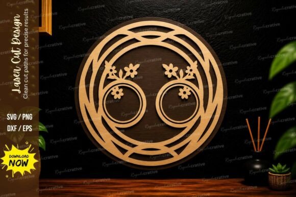 Abstract Floral Circle Laser Cut SVG