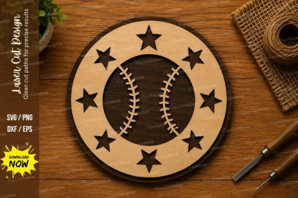 Baseball Stars SVG | Sports Laser Cut Design File