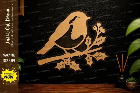 Bird Branch Ornament Laser Cut Svg
