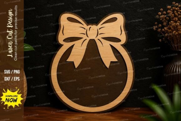 Bow Ornament Frame SVG: Laser Cut Design Elegance