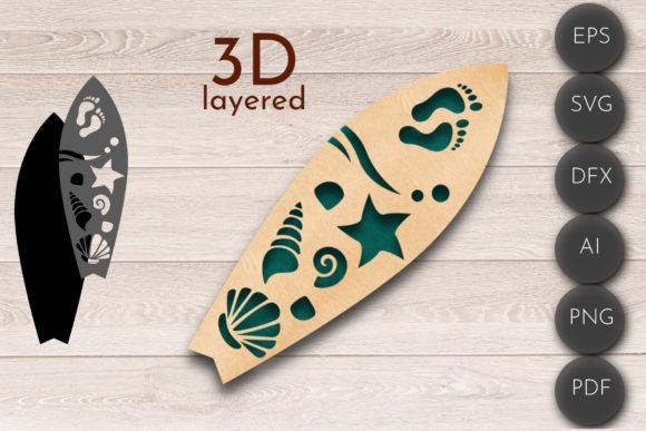 Creative 3D Layered SVG and Flip Flop Wall Art Laser Files