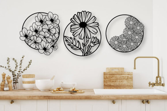 Elegant Floral Laser Cut Wall Sticker Engraving Designs