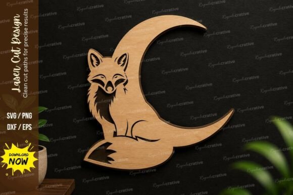 Fox Moon Laser Cut SVG Design