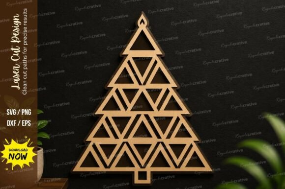 Geometric Christmas Tree Laser Cut SVG for Holiday Decor