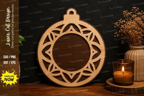 Geometric Round Ornament SVG Laser Cut