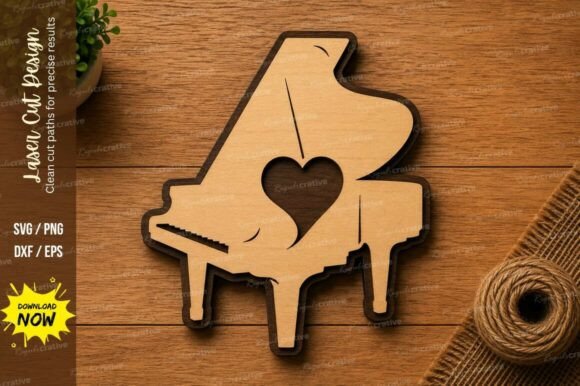 Grand Piano Heart SVG: A Romantic Music Design