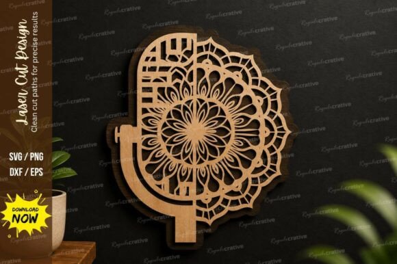 Half Floral Mandala Laser Cut SVG