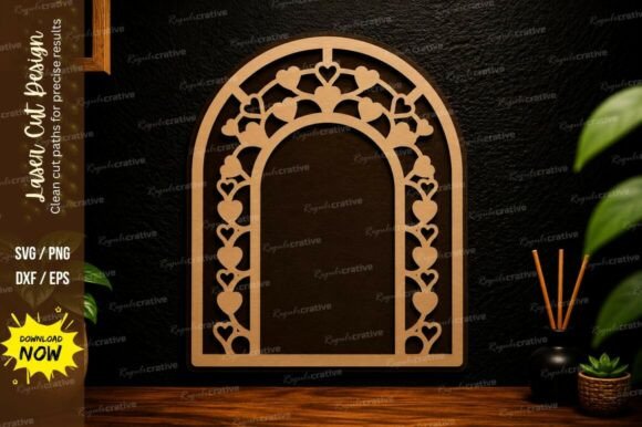 Heart Arch Frame Laser Cut SVG Design