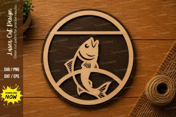 Jumping Fish Circle SVG: Premium Laser Cut Designs