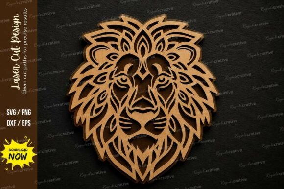 Majestic Lion Face SVG: Premium Laser Cut Design