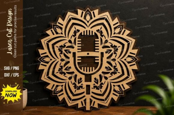 Microphone Mandala SVG for Laser Crafting