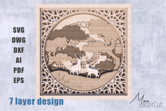 Multi Layer Laser Cut Deer and Night: A 3D Design Asset