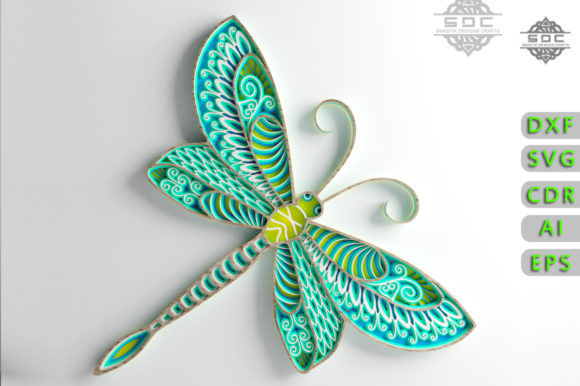 Multilayer Dragonfly Mandala: Intricate Layered Wall Art