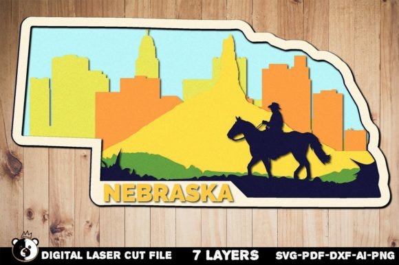 Nebraska 3D Layered Laser Cut File for CNC Projects