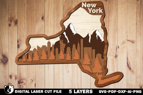 New York SVG: 3D Layered Laser Cut Design for CNC Projects