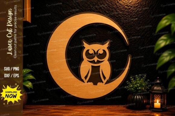 Owl Moon Laser Cut SVG Design for Magical Projects