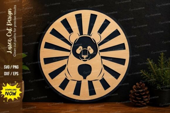 Panda Sunburst Laser Cut SVG Design for Precise Projects