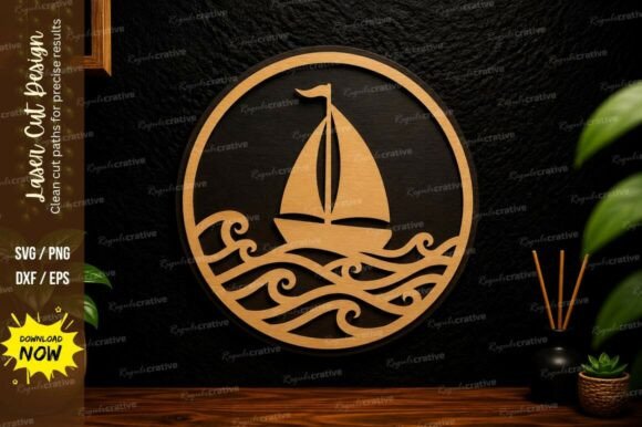 Sailboat Ocean Circle Laser Cut Svg: A Premium Design Asset