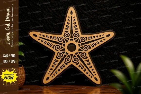Starfish Ornament Laser Cut Svg Design